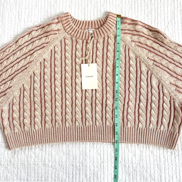 NWT TULAROSA Laney Cropped Pullover Pink Cable Knit Crewneck Sweater Size Small - Picture 14 of 14